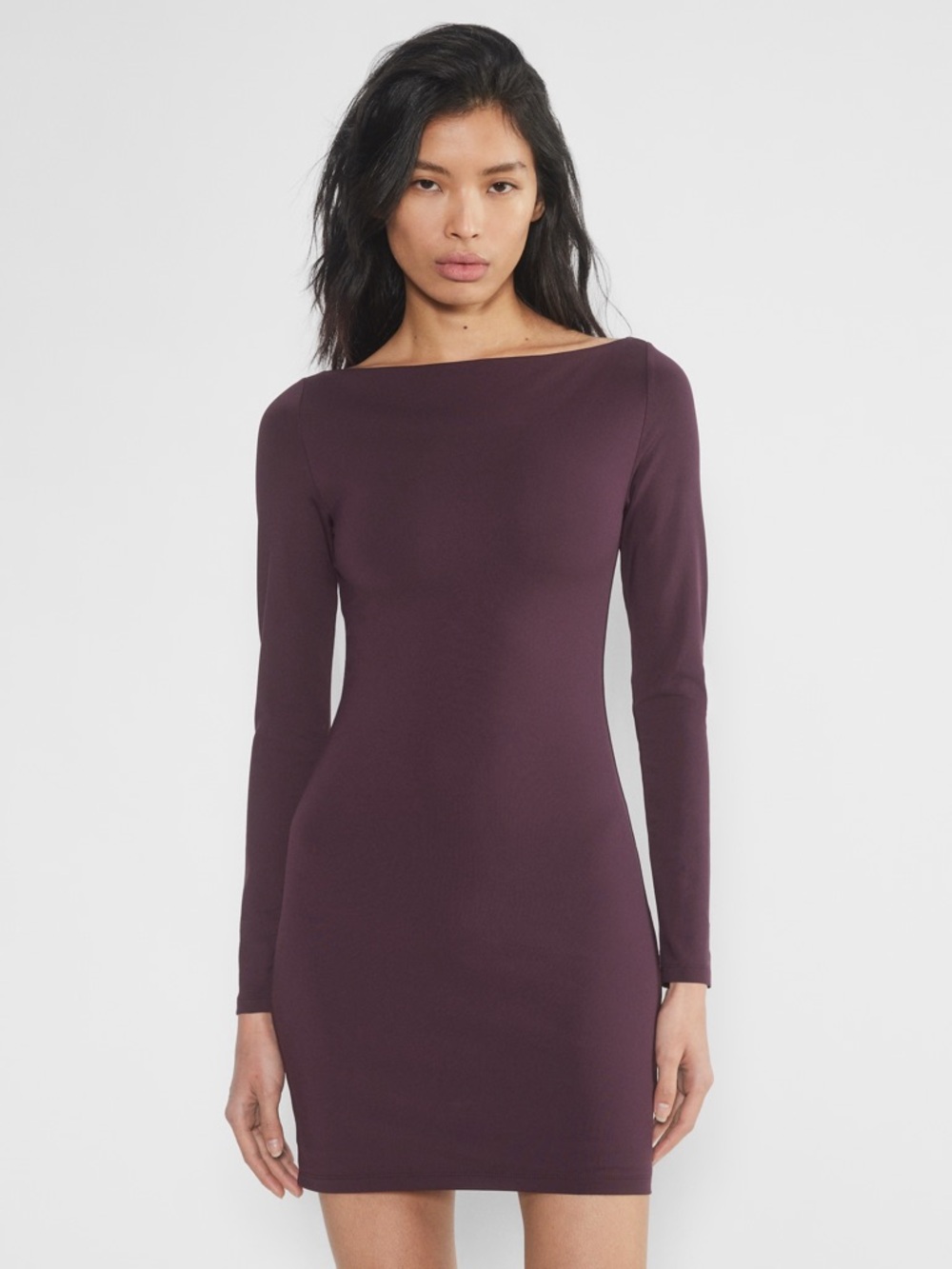 Aritzia Purple Plum Contour Collide Long Sleeve Mini Dress size Medium